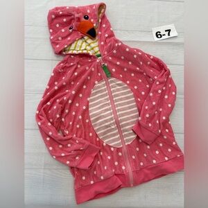 Mini Boden flamingo Terry hooded zip up